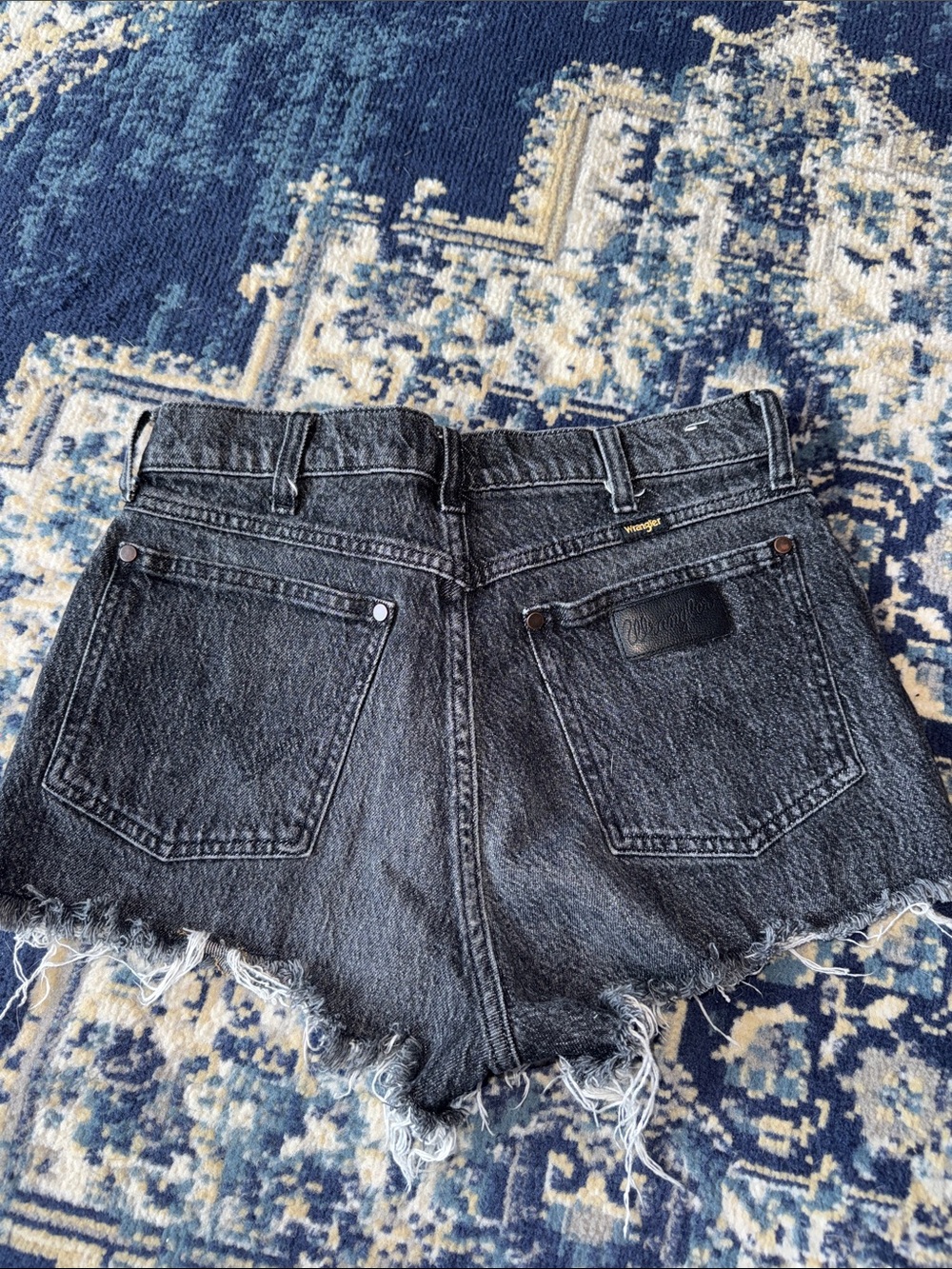 Wrangler Black Washed Denim Cutoff Shorts